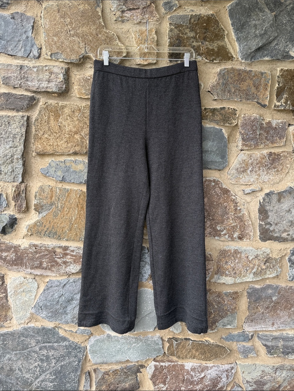 St. John Collection Flat Front Pull-On Wide-Leg Knit Pants in Black Size 10